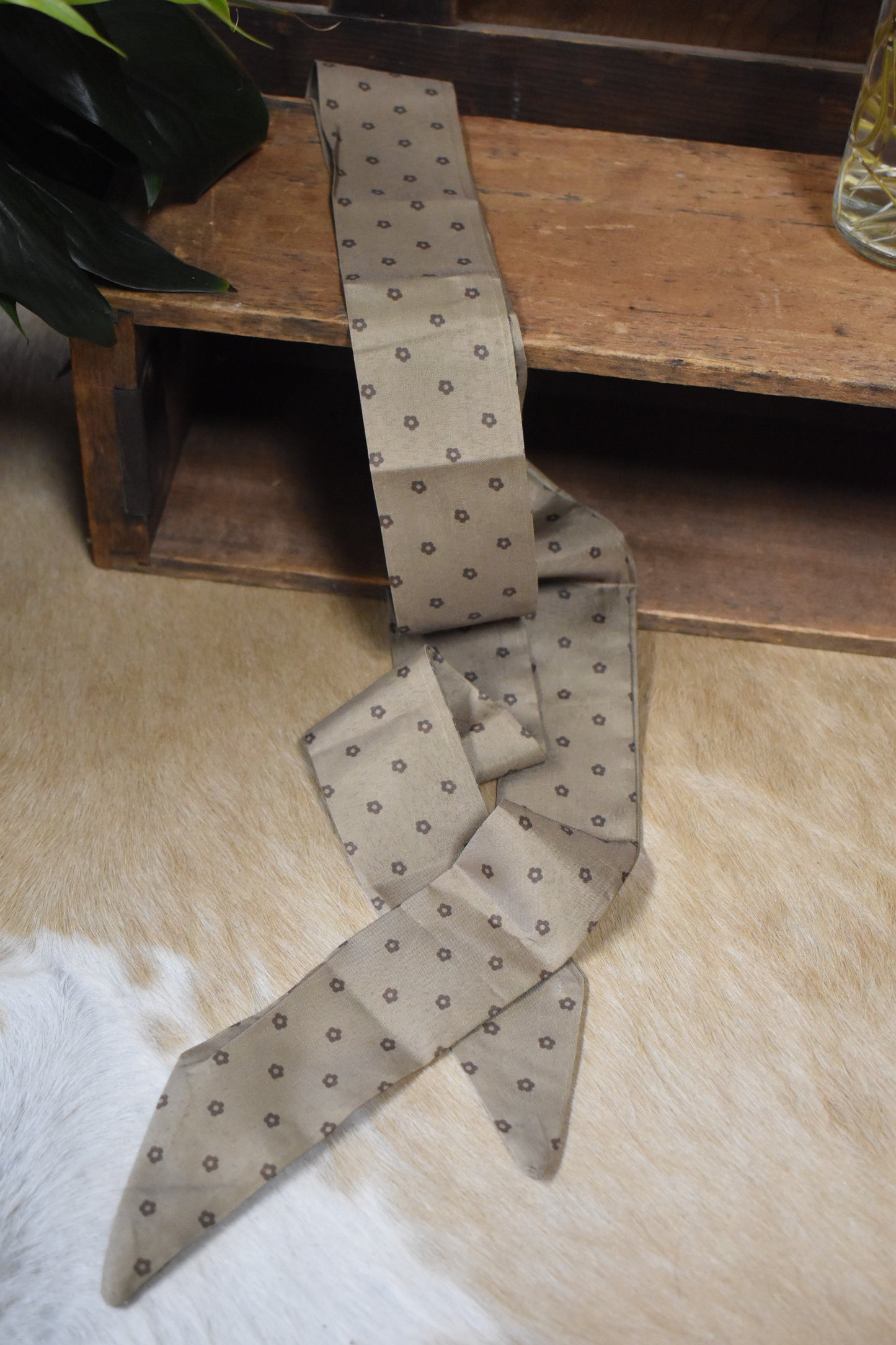 Flower Olive Skinny Scarf