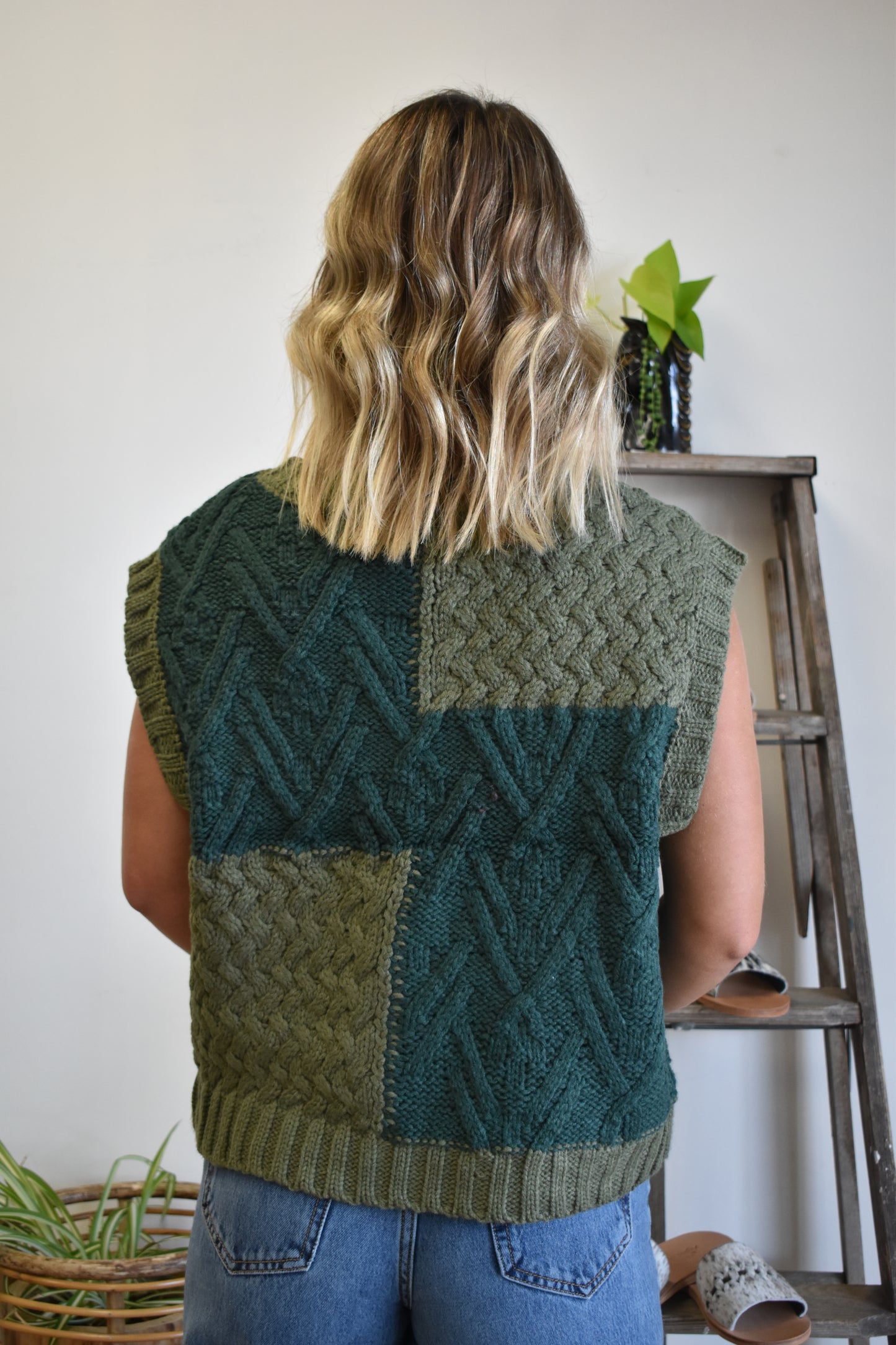 The Olive Color Block Sleeveless Sweater