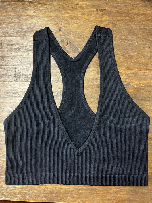 Black Leto Ribbed Bralette