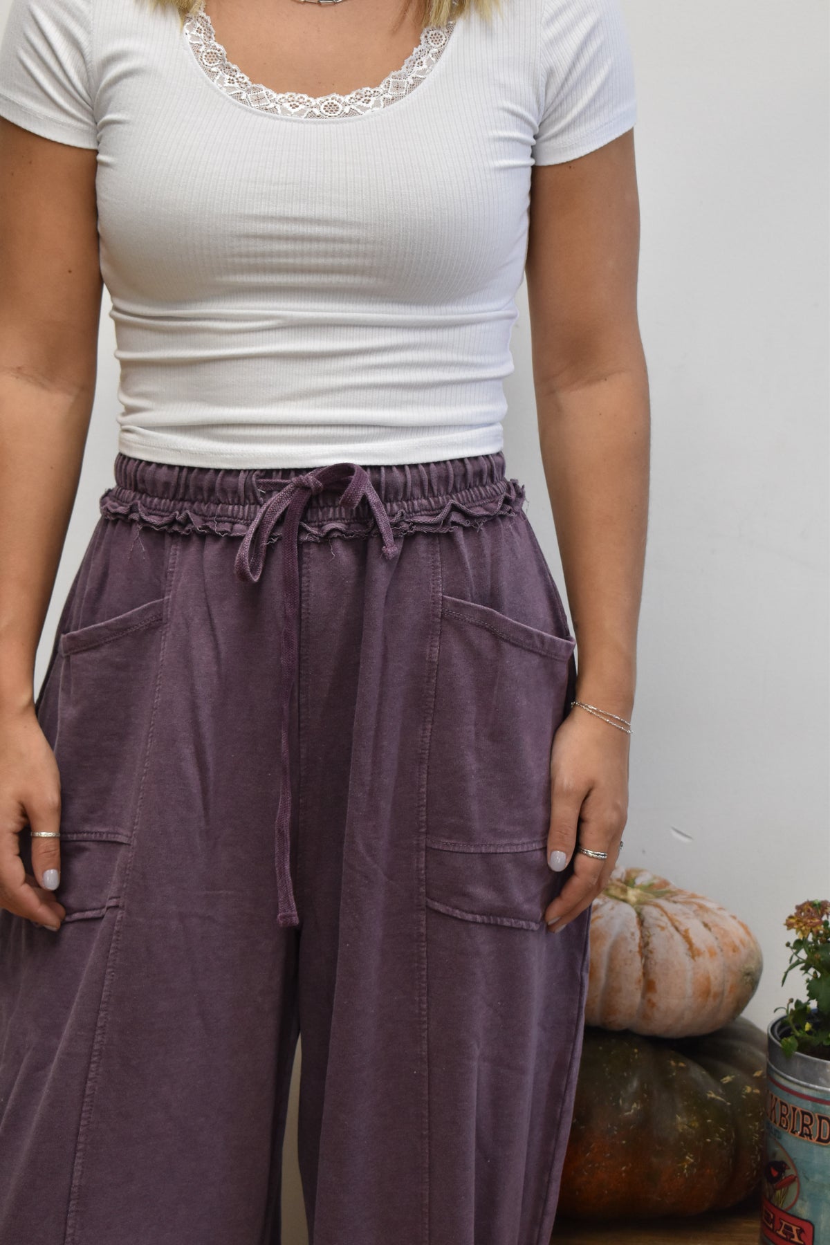 Plum Washed Barrel Joggers