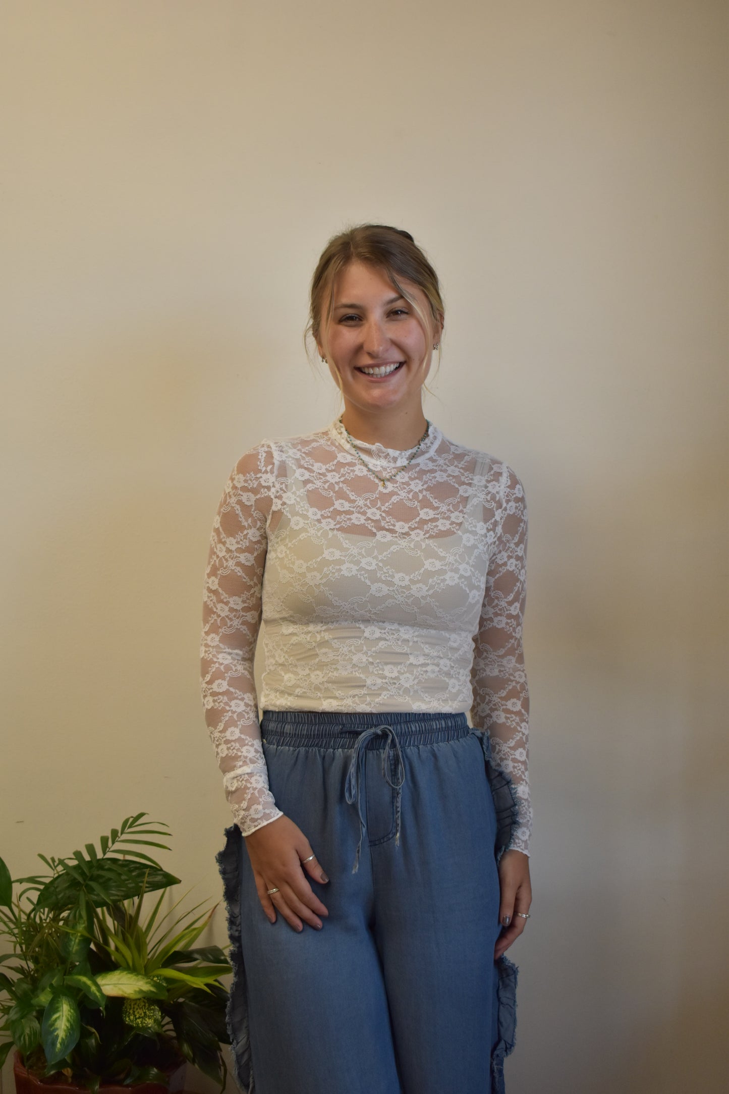 White Lace Mockneck