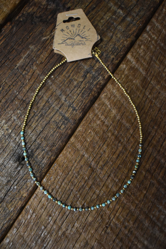 Stone & Gold Beaded Necklace
