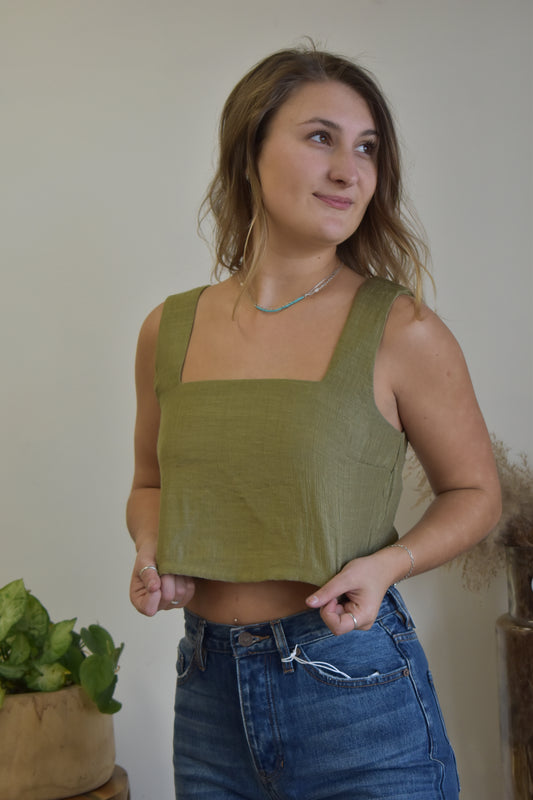 Olive Square Neck Tank