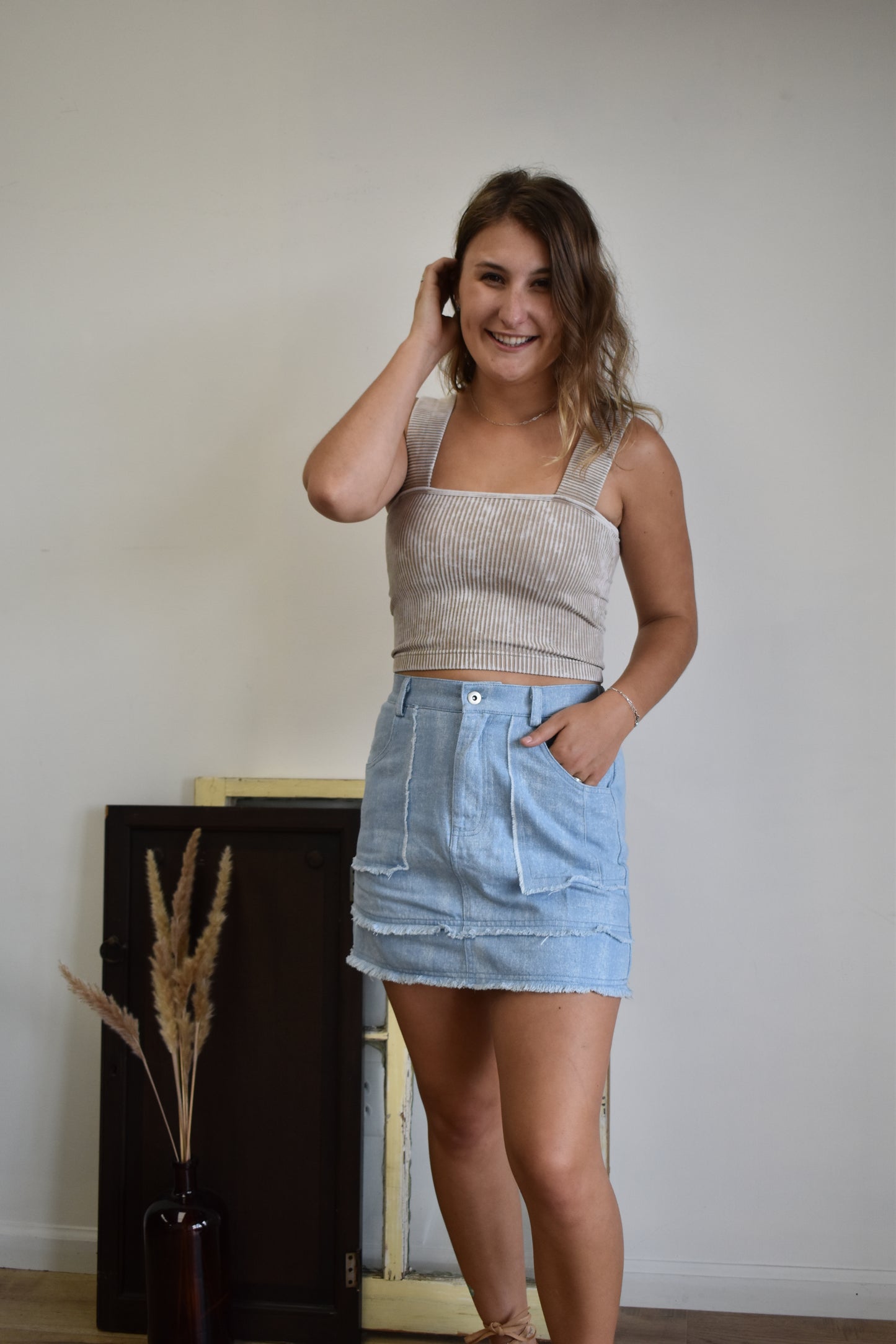 Light Washed Denim Skirt