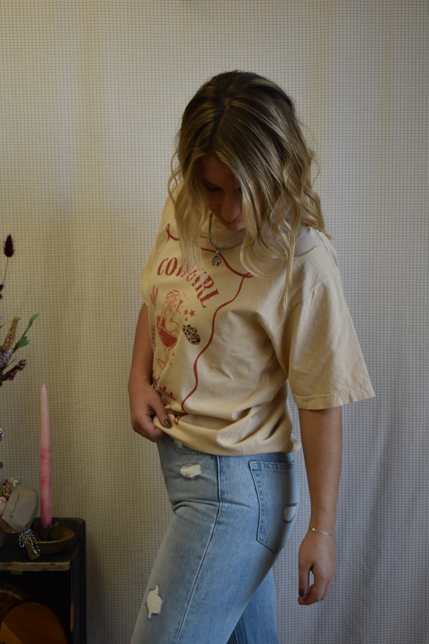 “Cowgirl Cocktail Club” Sand Graphic Tee