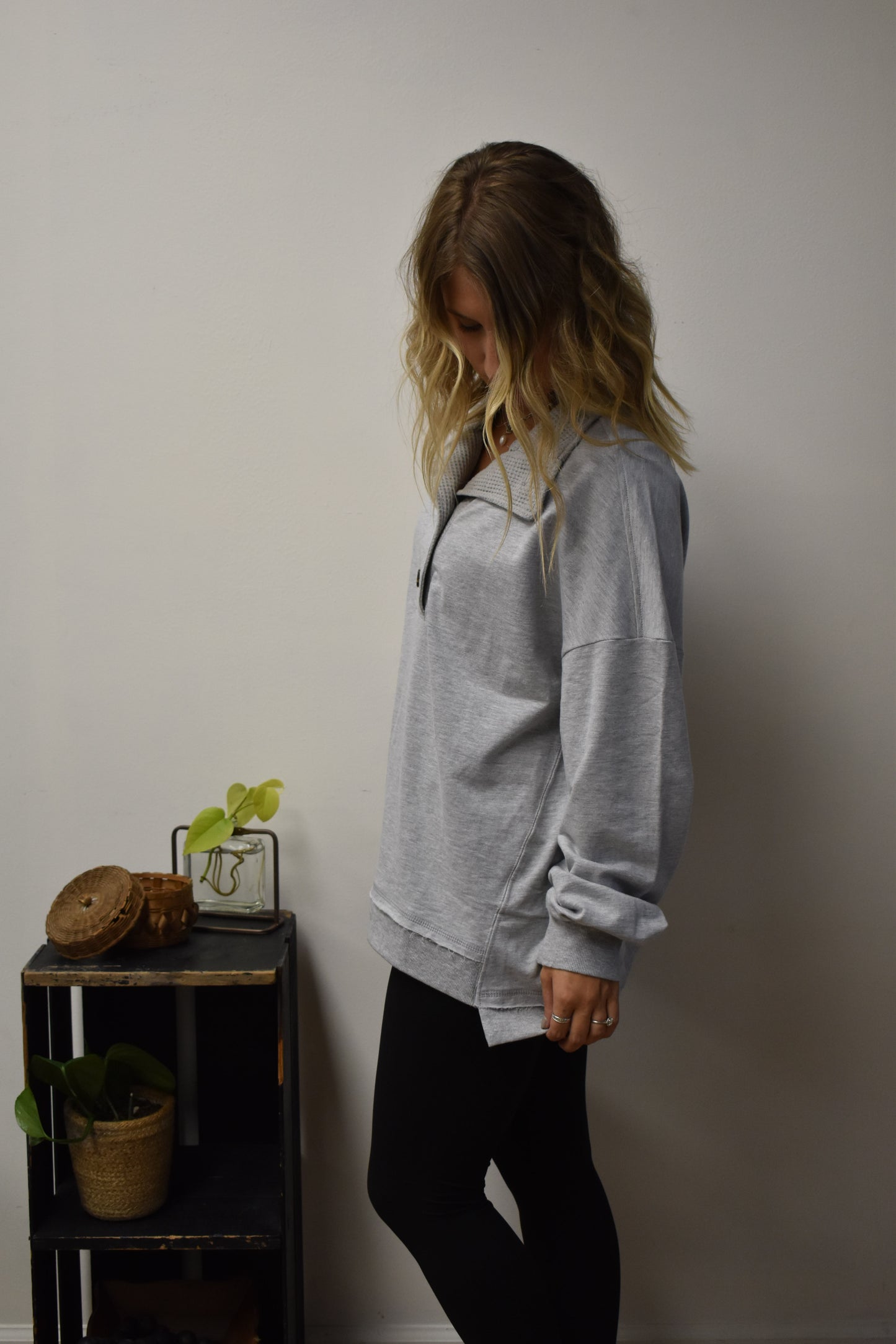 Mineral Washed Pullover: Gray