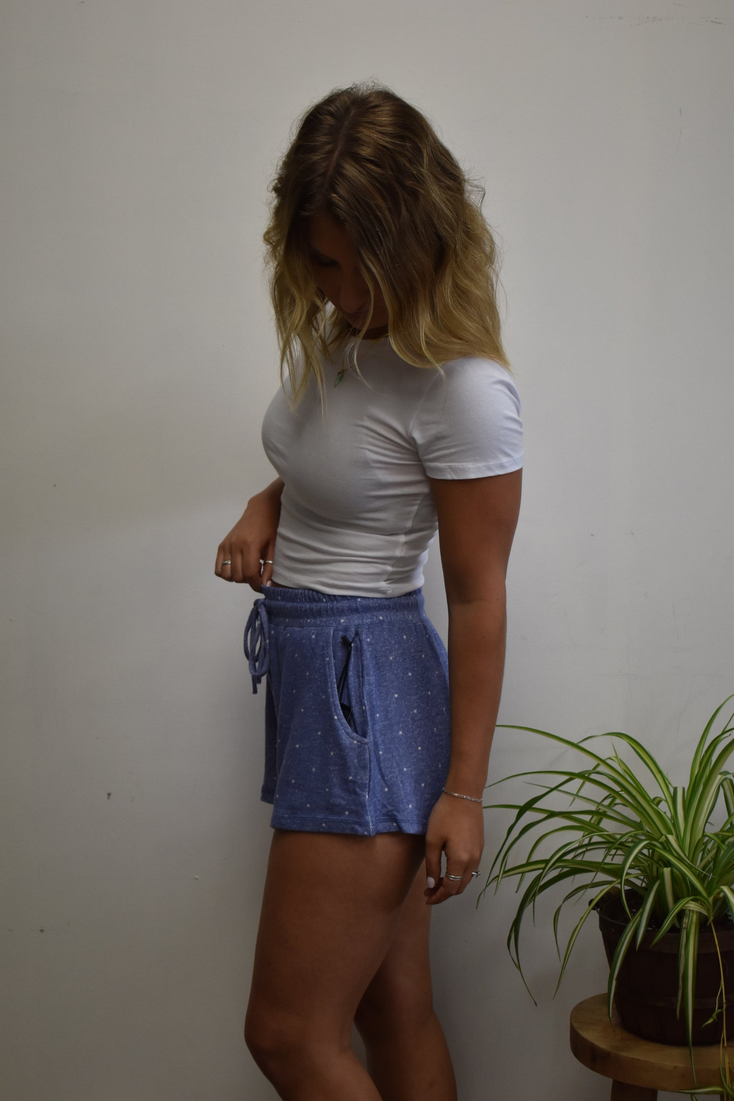 Navy Polka Dot Hacci Shorts