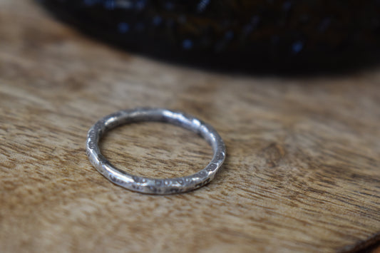 Textured Thick Sterling Silver Hammered Stackable Ring