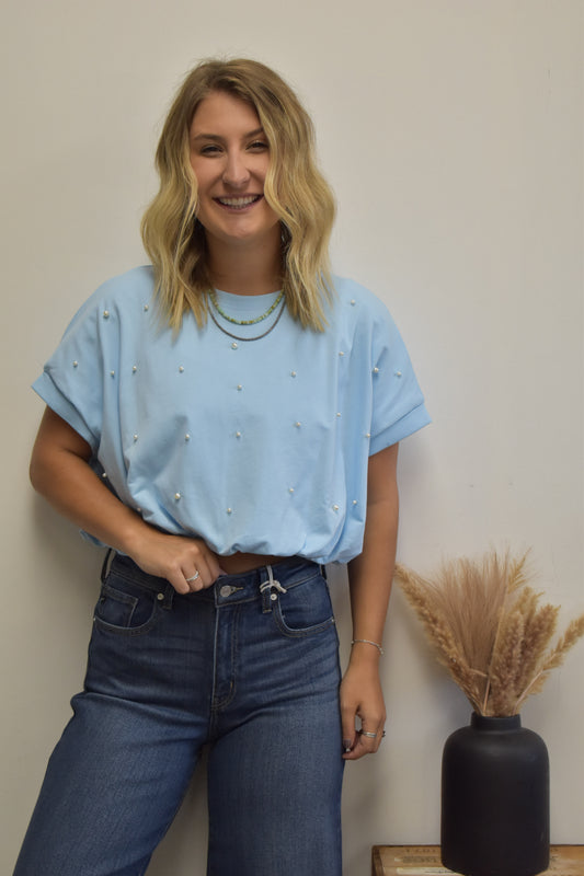 Baby Blue Pearl Blouse