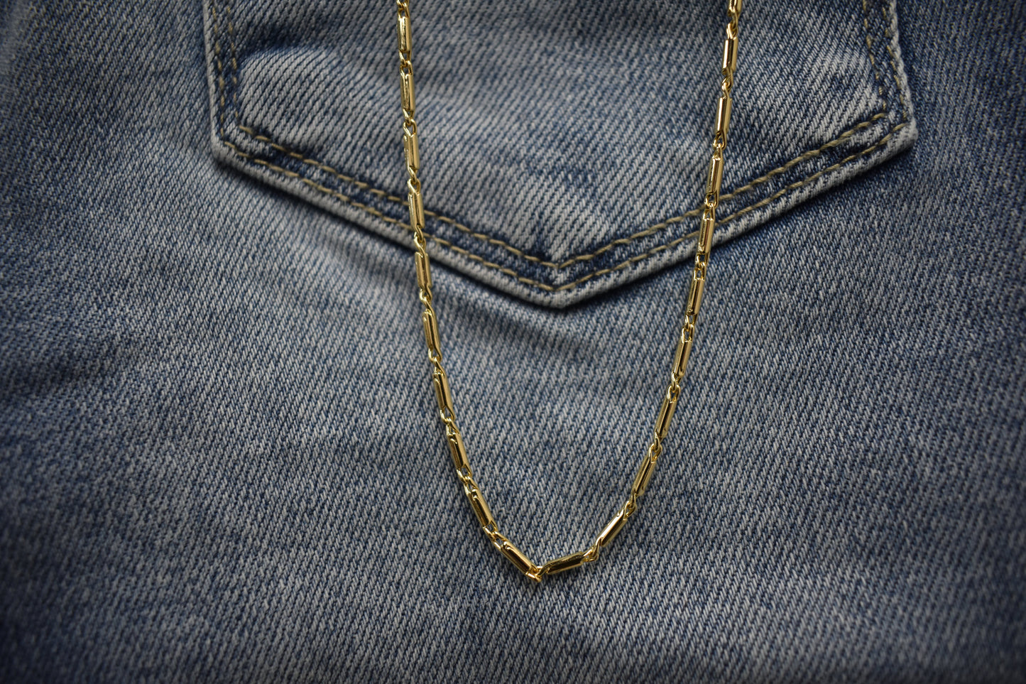 Gold Dainty Bar Link Chain Necklace