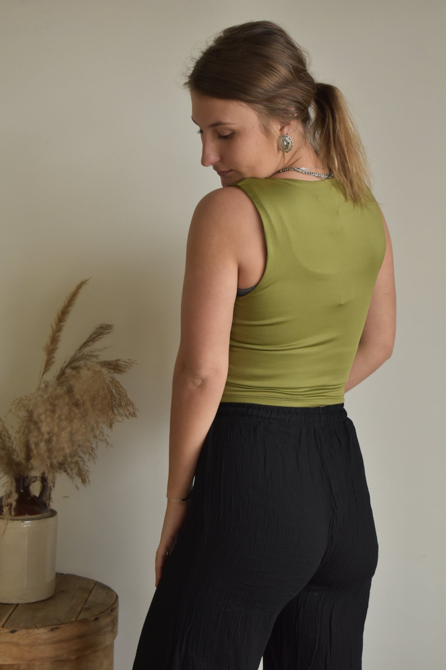 Sage Halter Spandex Tank