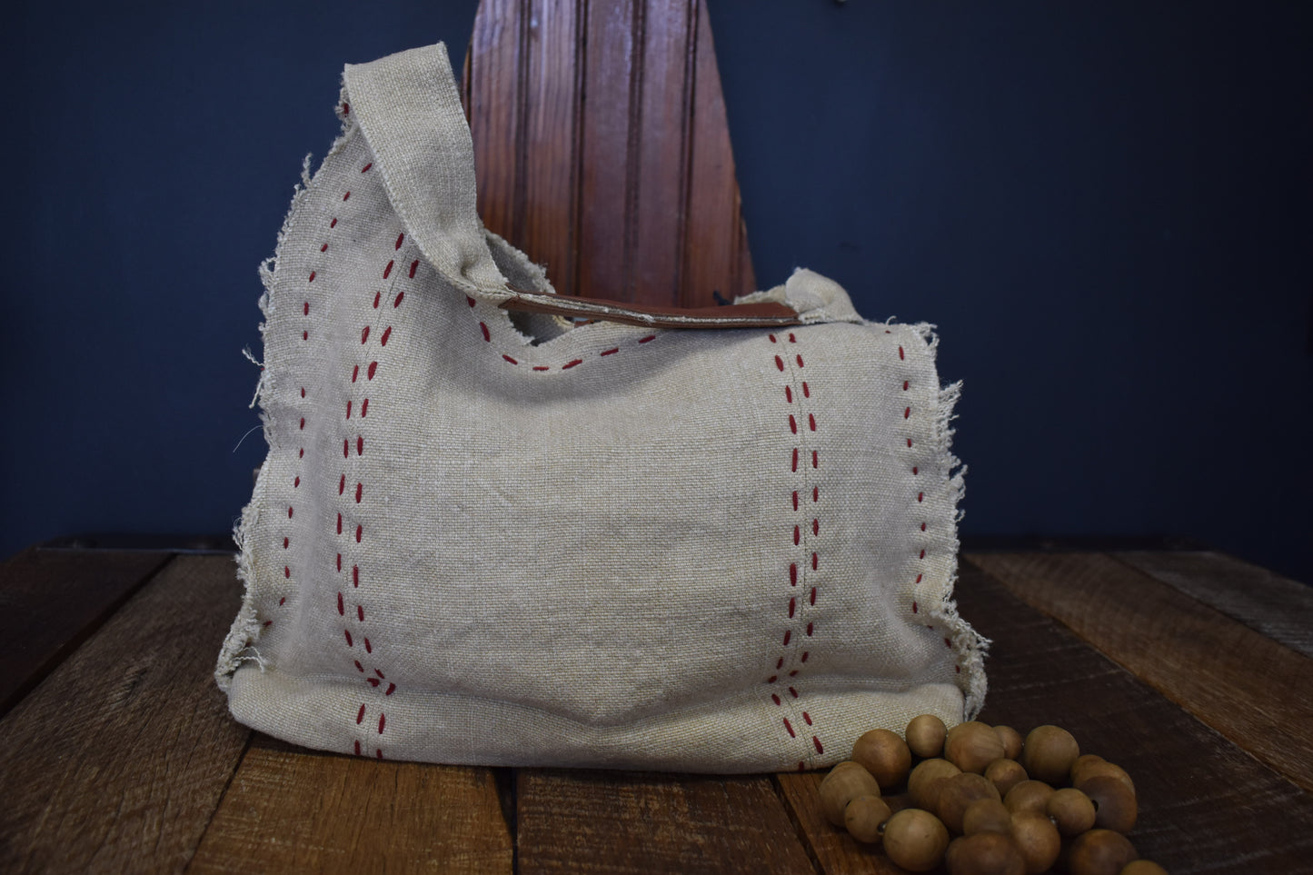 Cavas Red Stitched Loom Shoulder Bag