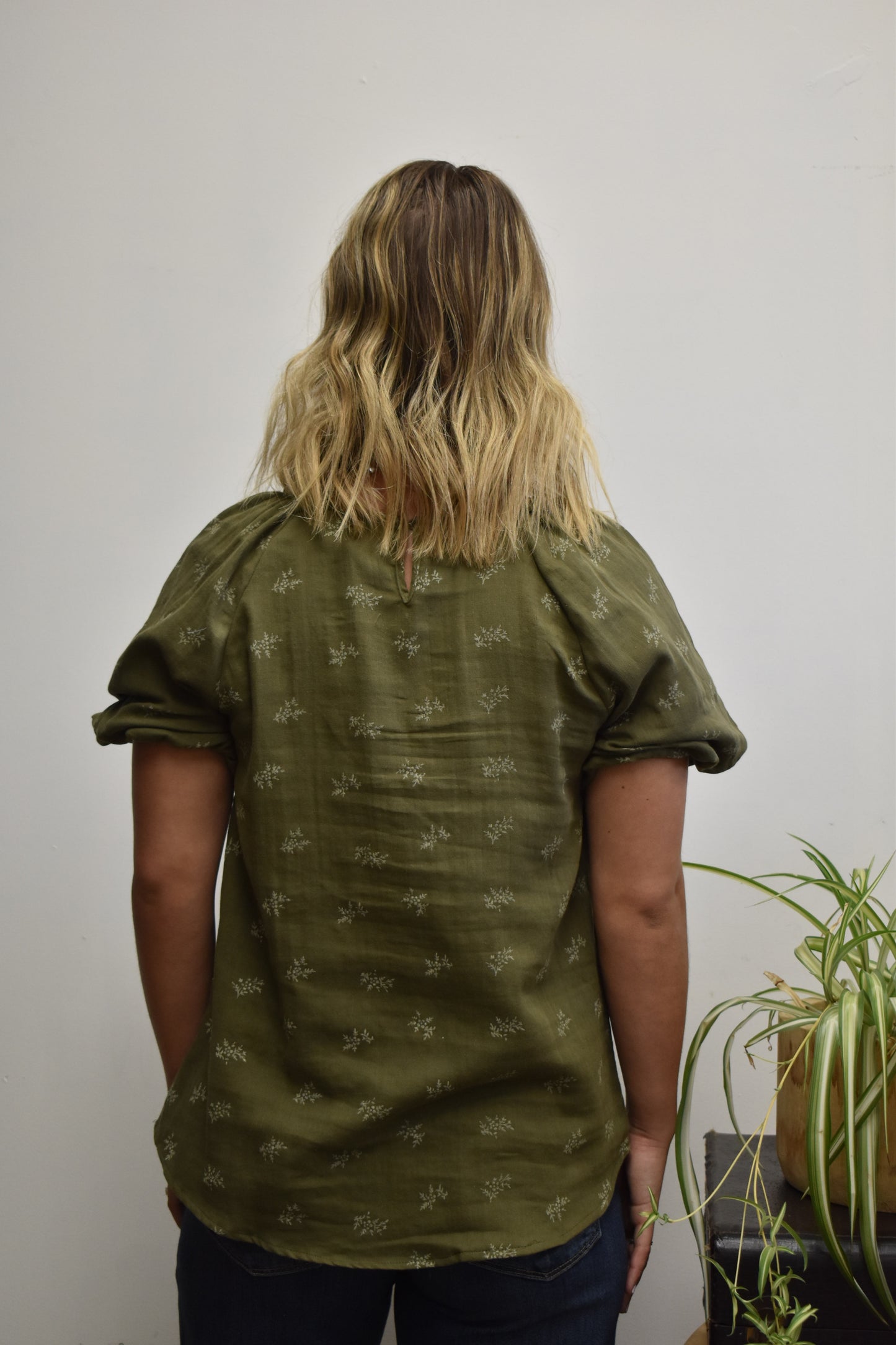 Evergreen Linen Floral Blouse