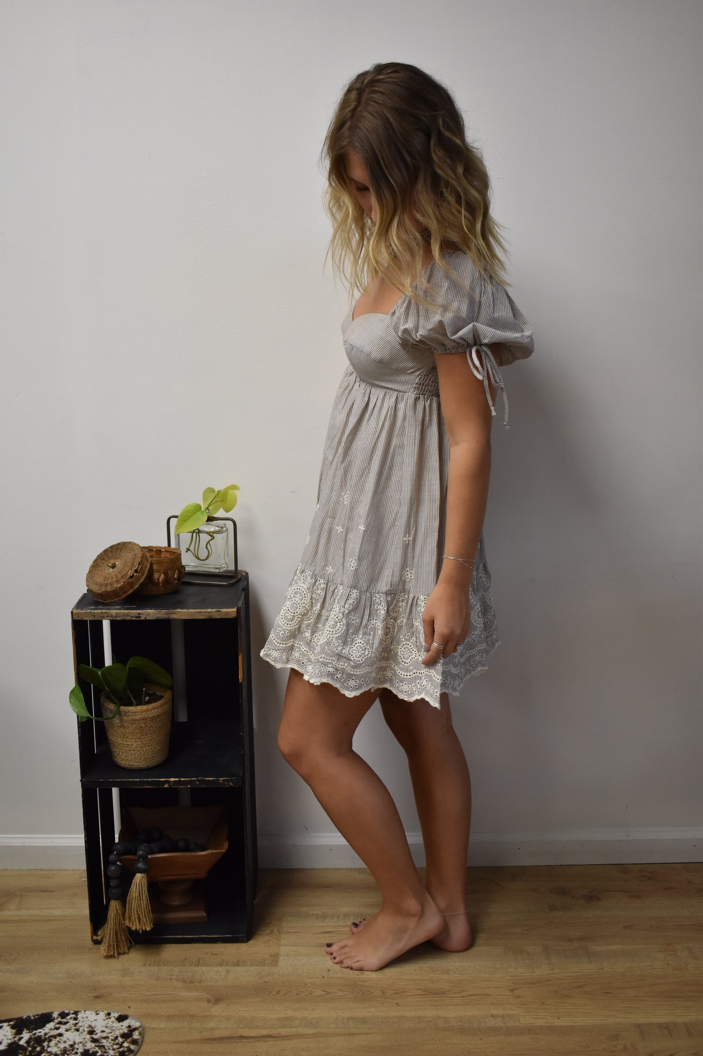 Toned Eyelet Babydoll Dress