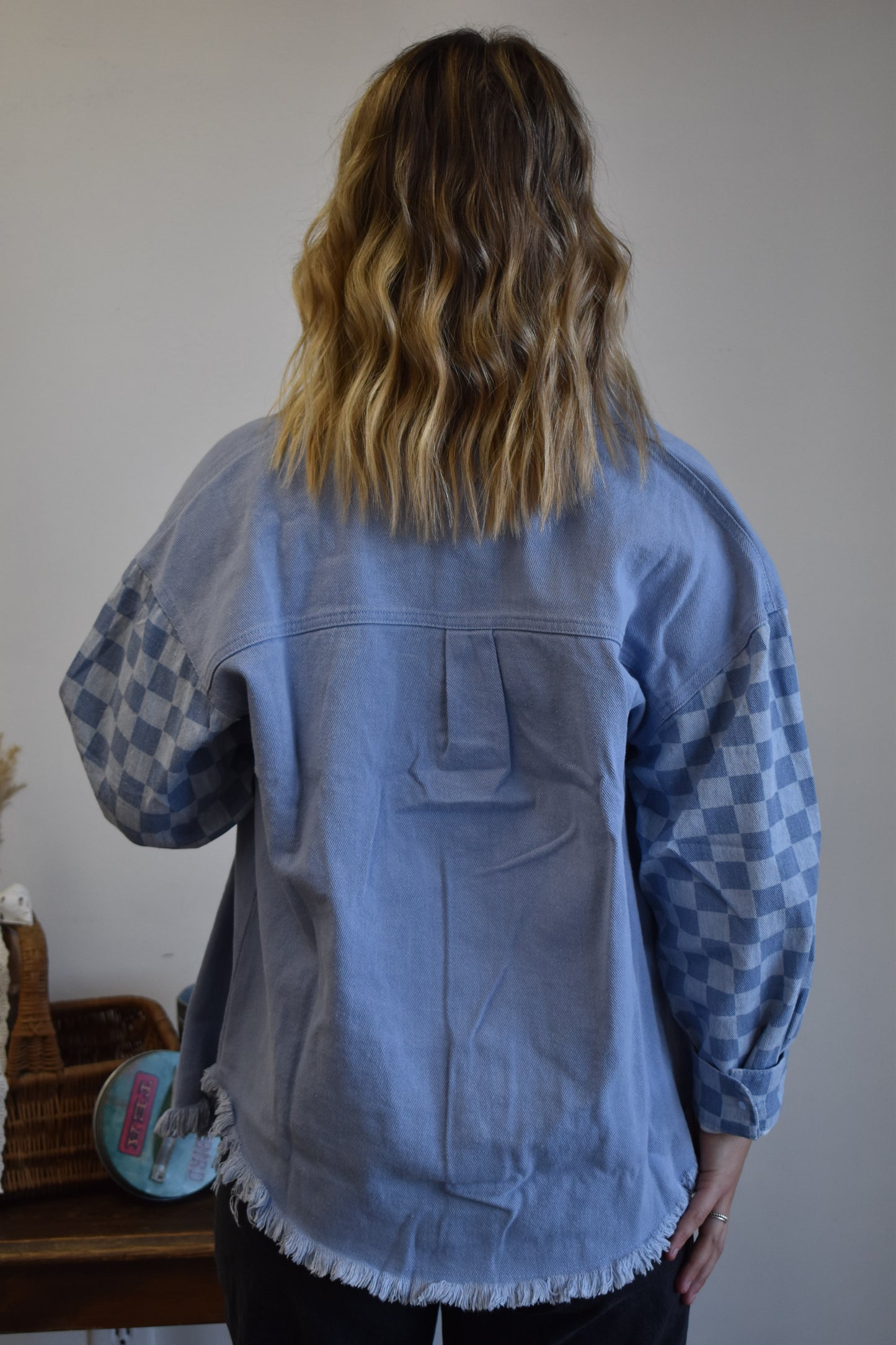 Checkered Denim Jacket