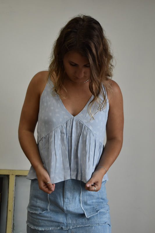 Baby Blue Printed Tank