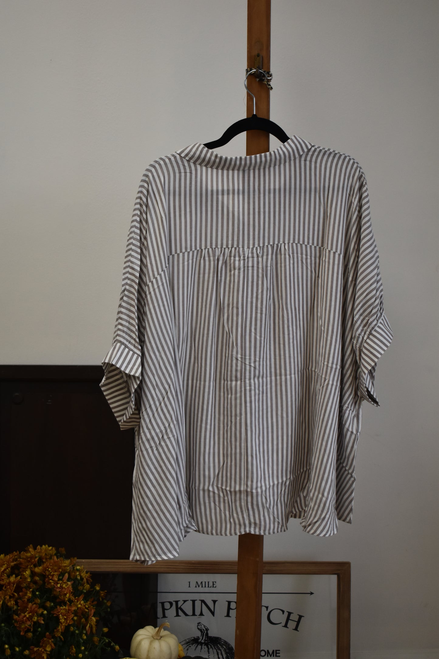 PLUS Mocha Pinstriped Button Up