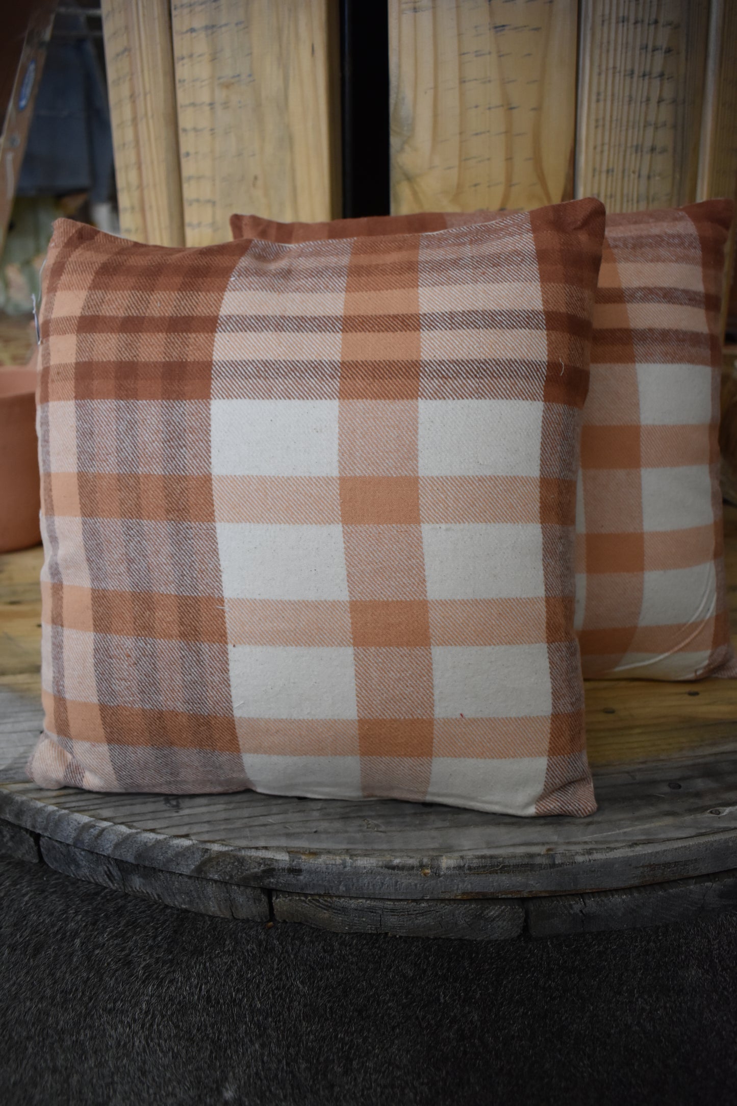 Arlen Rust Plaid Pillow