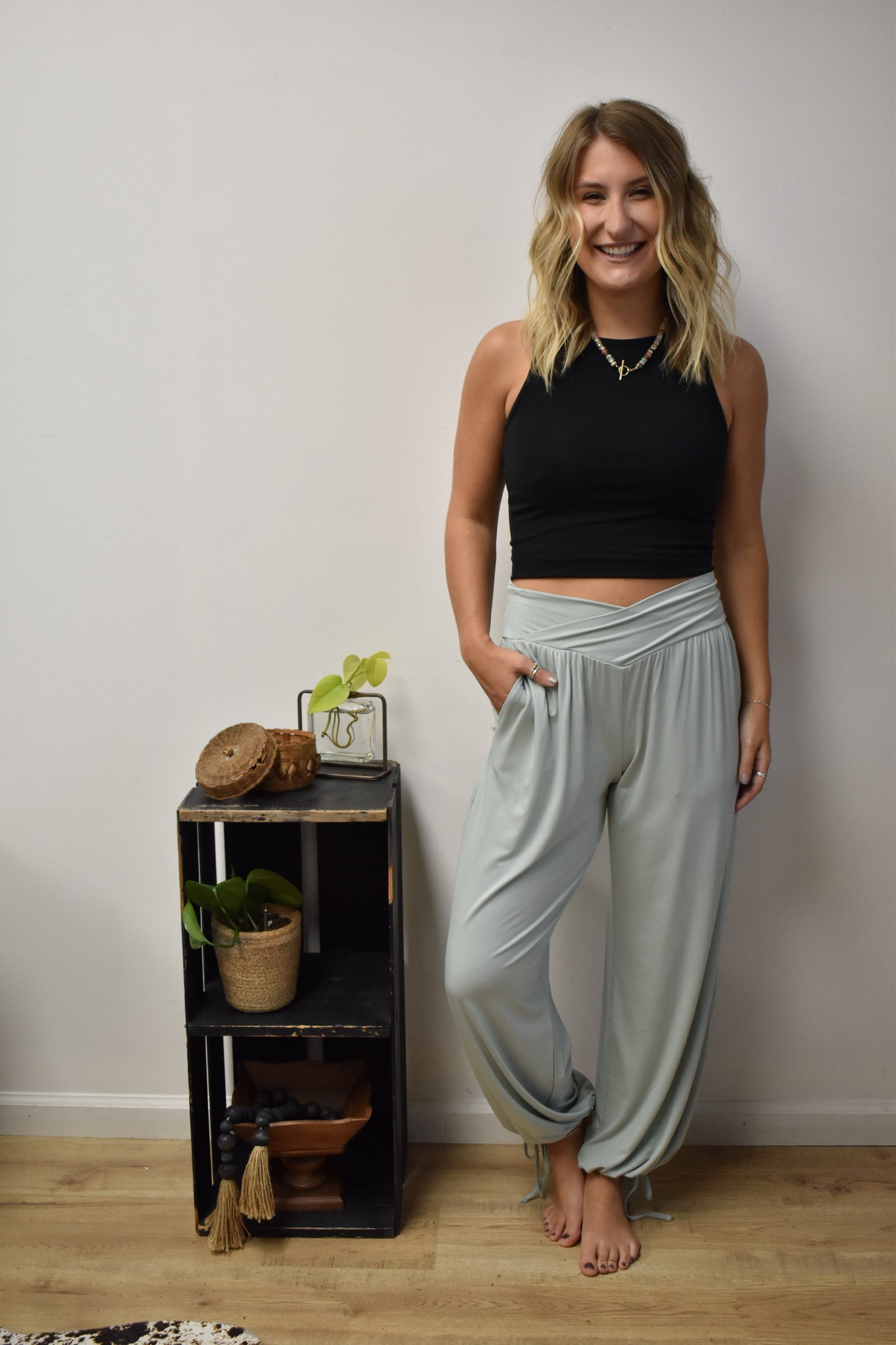 V Cross-Over Joggers: Moss Green