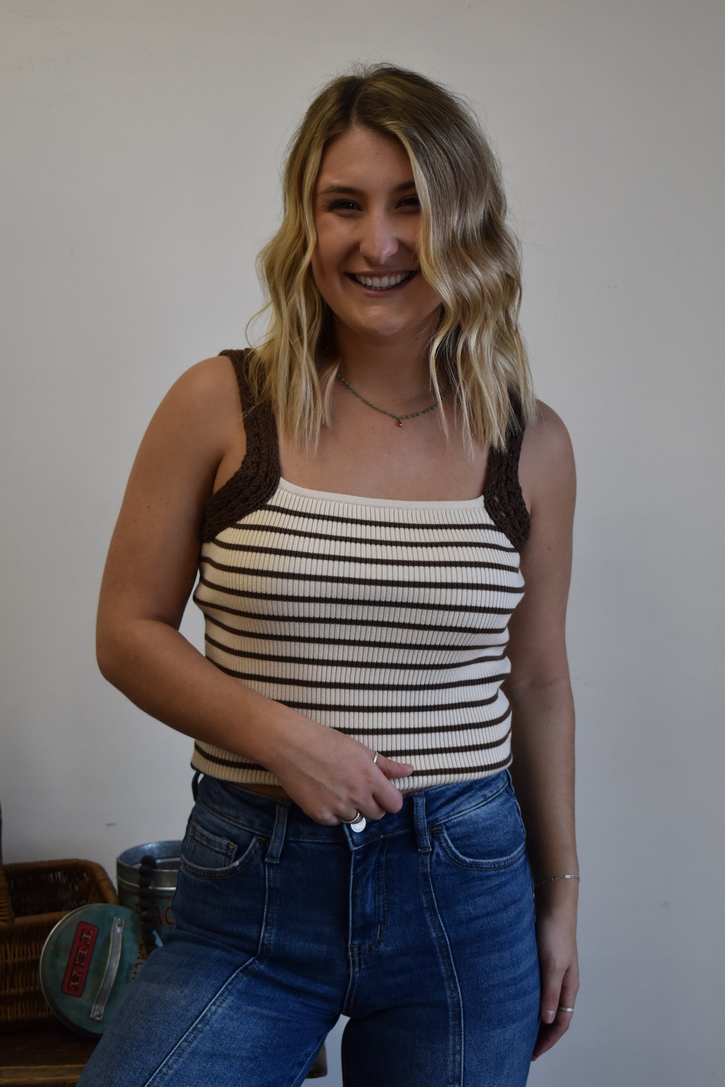 Chocolate & Cream Crochet Tank