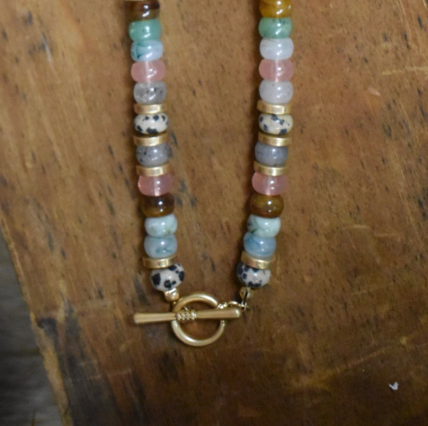 Semi Precious Beaded Toggle Necklace