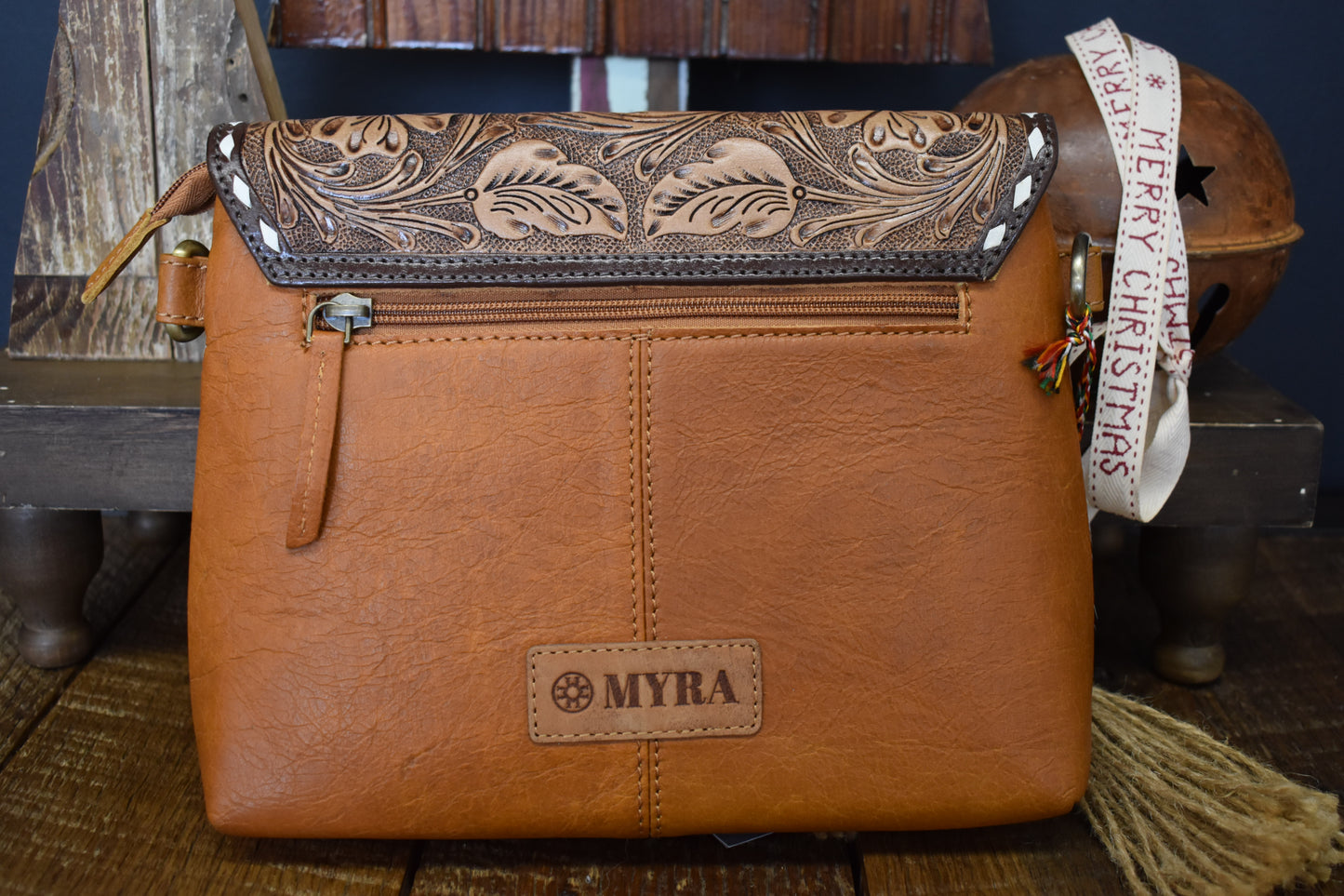 Stand-Up Cowhide Tooled Leather Purse