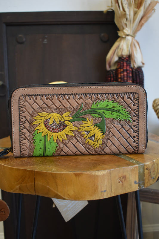 Sunflower & Brick Leather Wallet