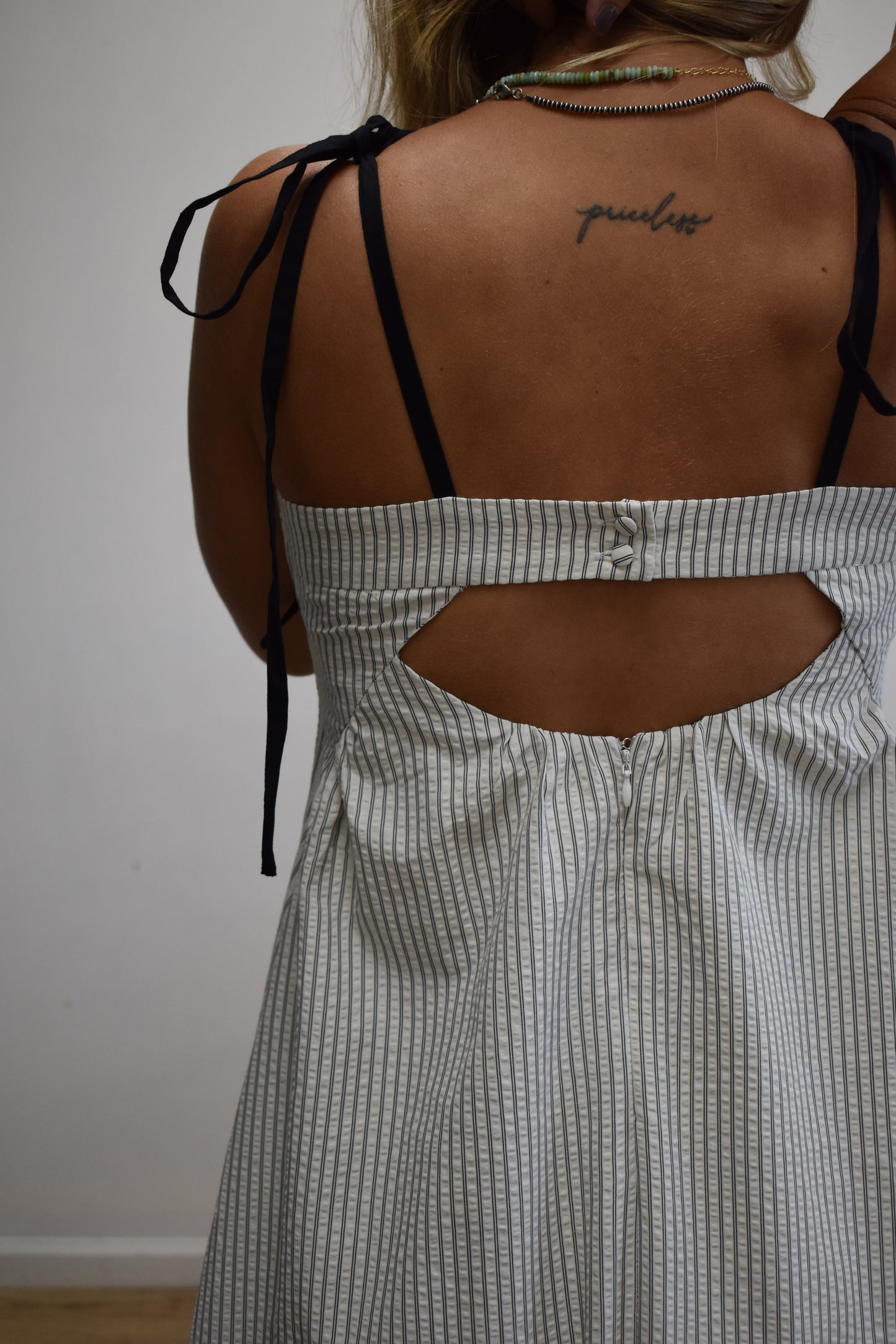 Pinstriped Keyhole Dress