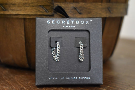 Silver Stud Chain Earrings