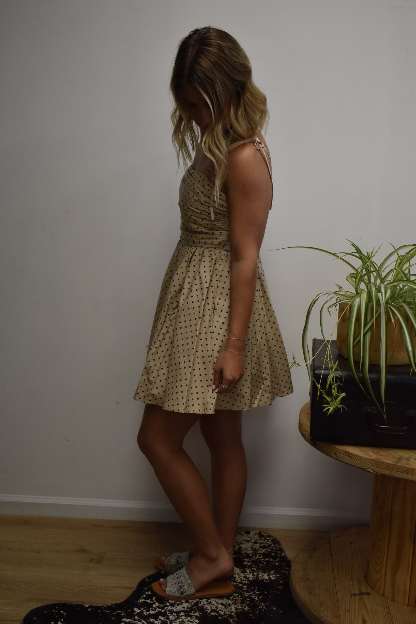 Ruched Polka Dot Dress
