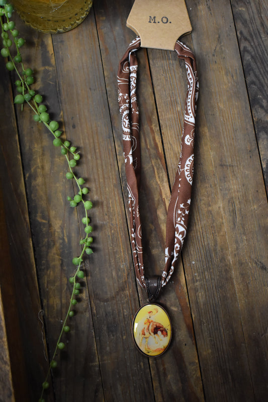 Silk Western Scarf Pendant Necklace