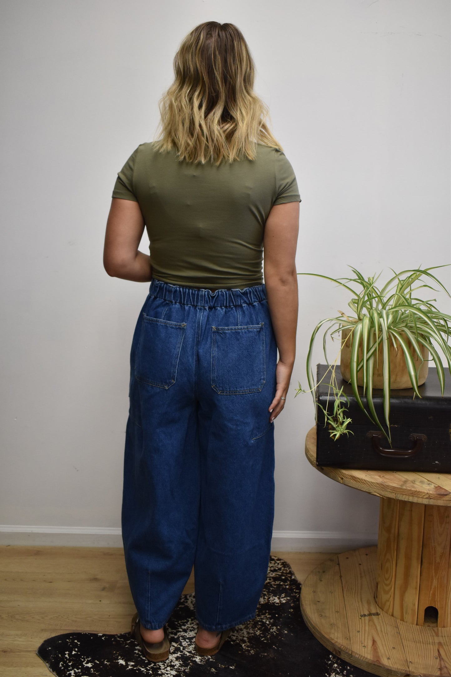 Denim Cargo Barrel Jeans