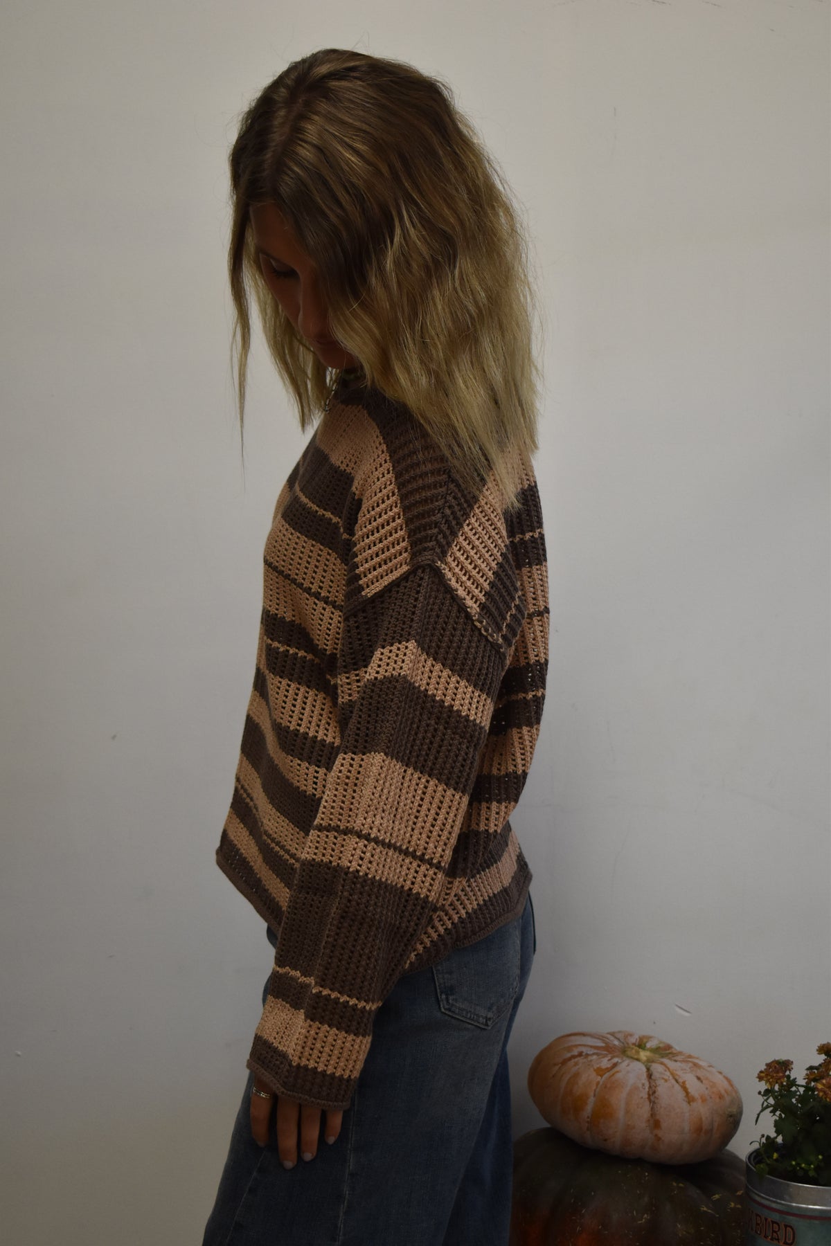 Mocha & Tan Striped Pullover