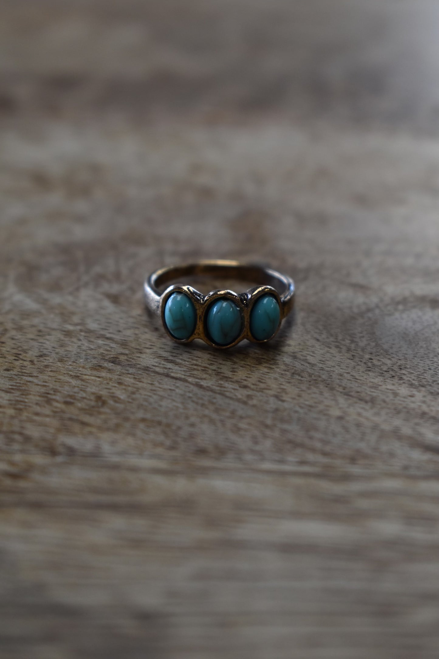 Gold Turquoise Triple Stone Ring