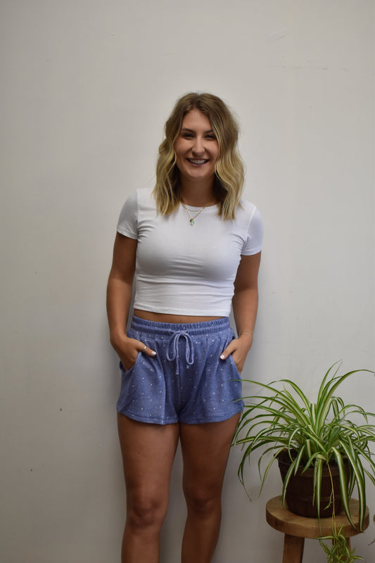 Navy Polka Dot Hacci Shorts