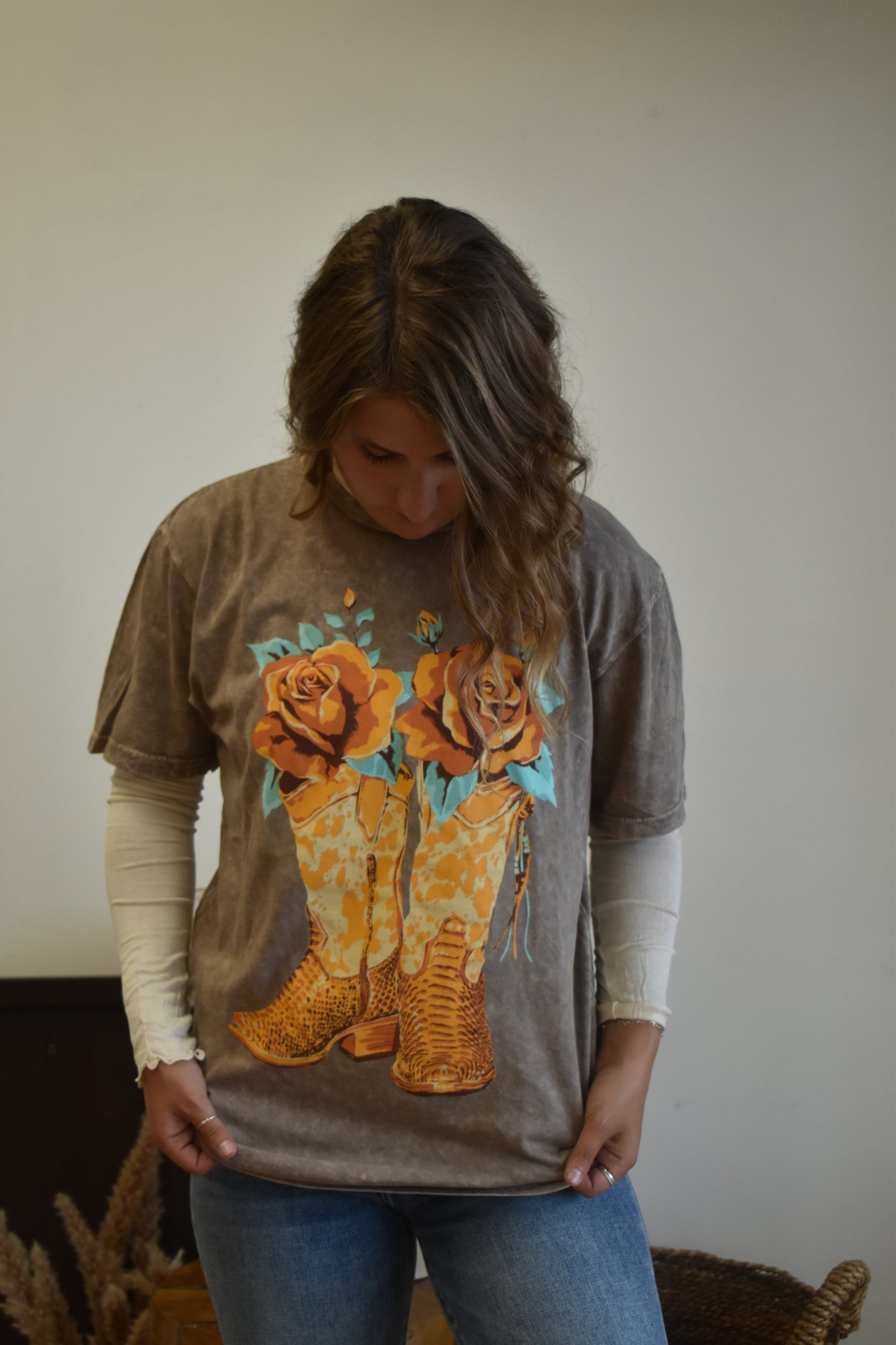 Copper Boots and Roses Graphic Tee