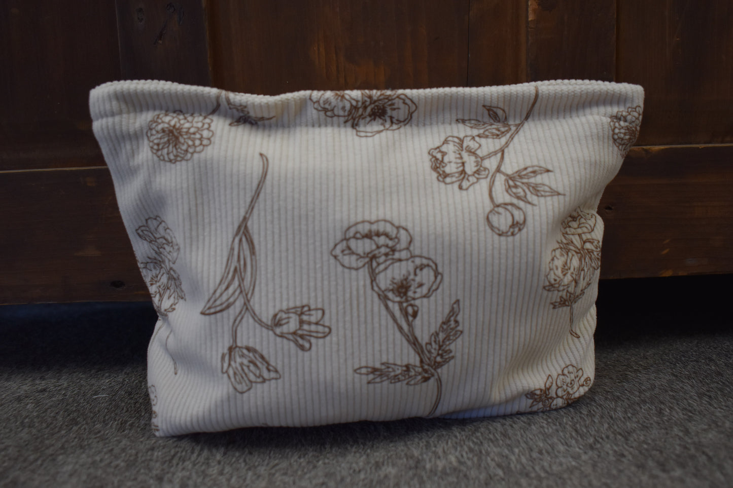 Tan & Ivory Floral Corduroy Bag