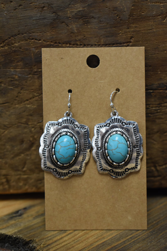 Turquoise Concho Earrings