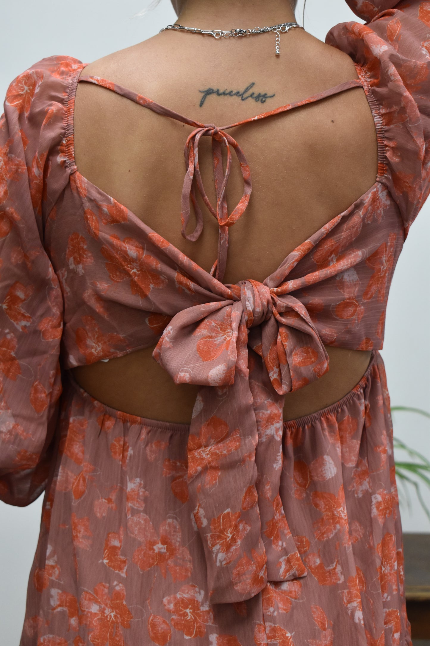 Open Back Floral Dress