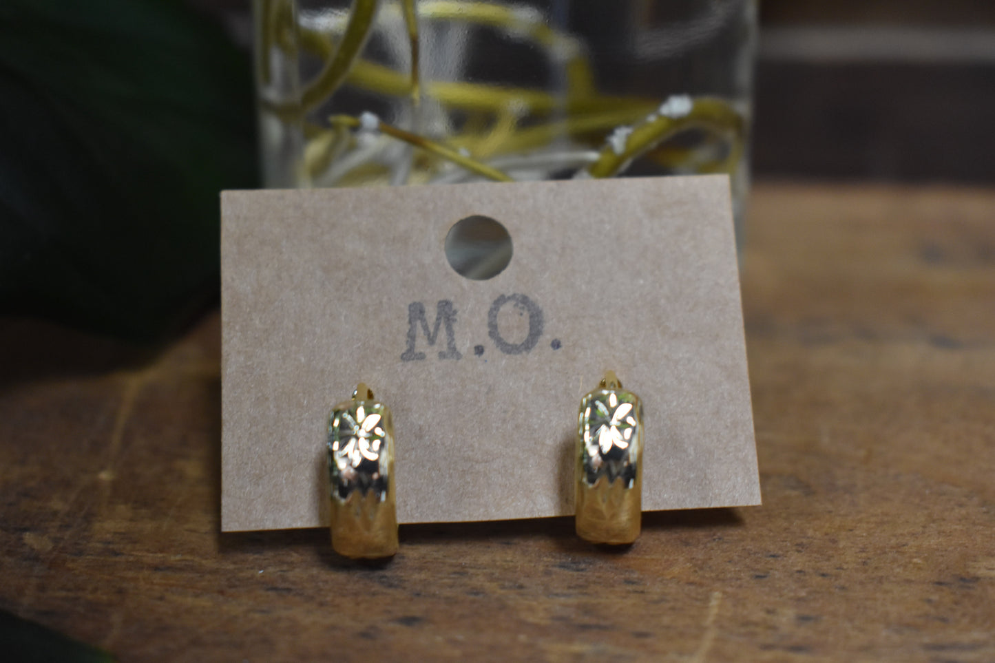Textured North Star Huggie Hoop Earrings