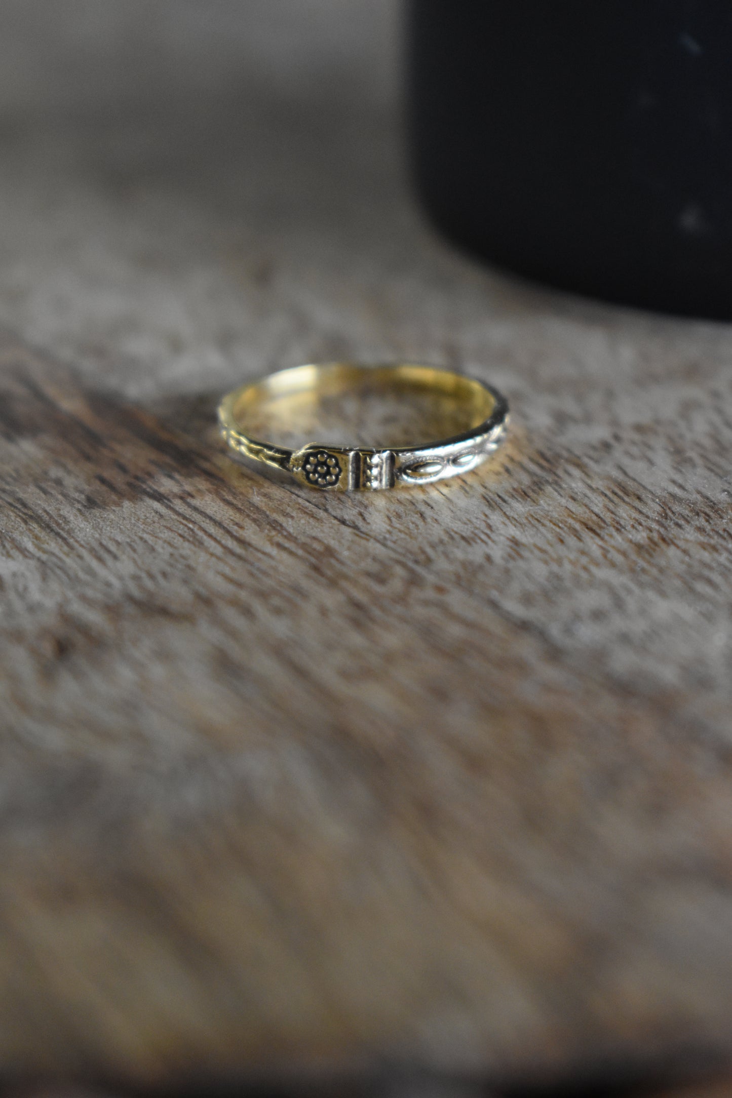 Gold Plated Whimsical Etched Stackable Ring