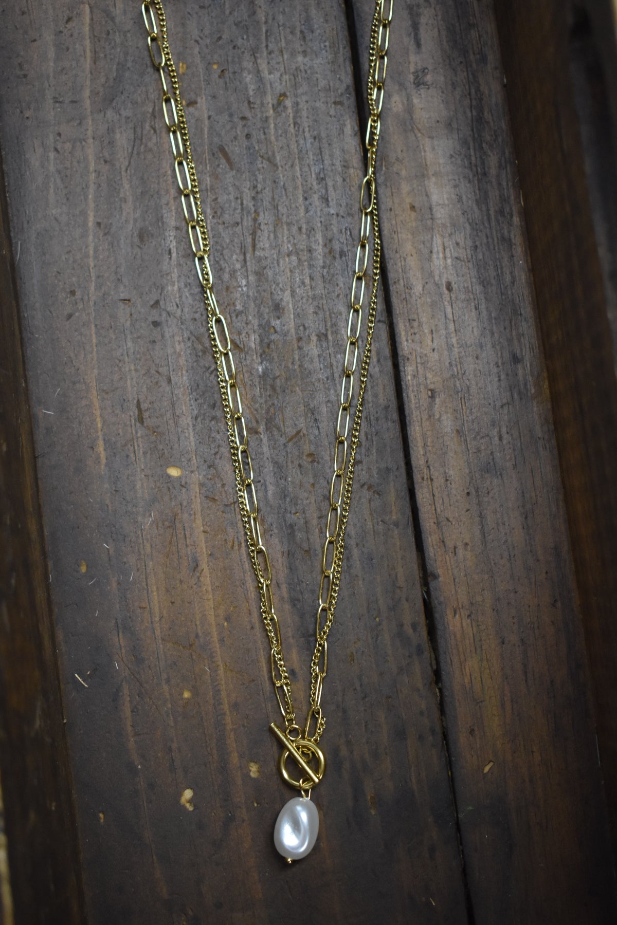 Double Strand Clasp Necklace