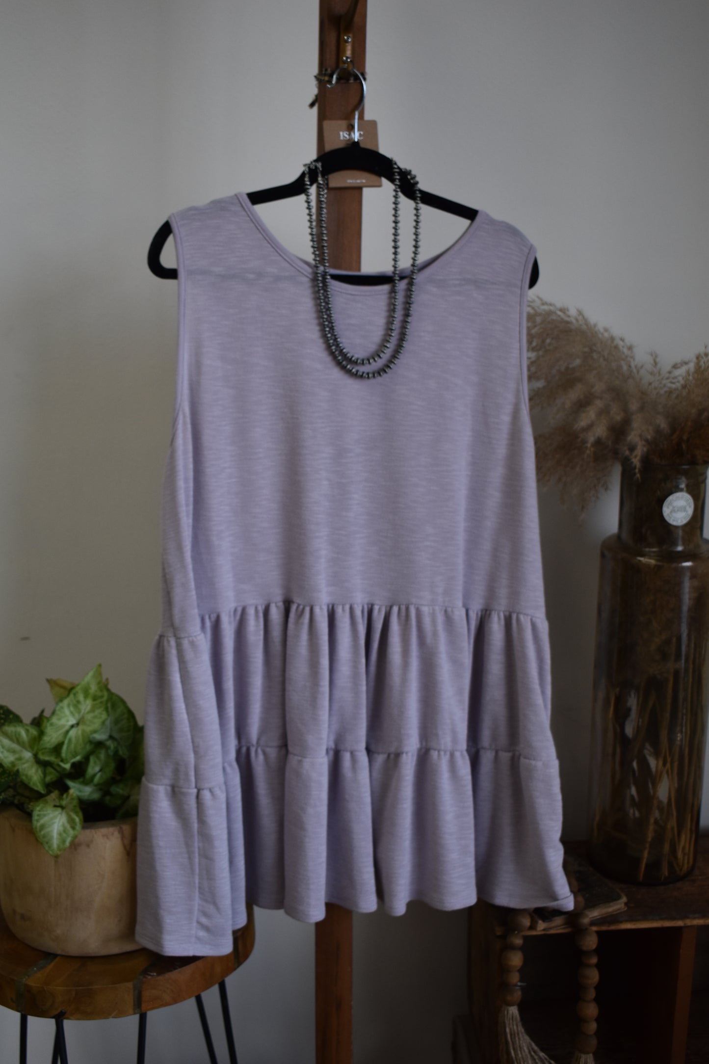 PLUS Lavender Short Sleeveless Tier Ruffle Top