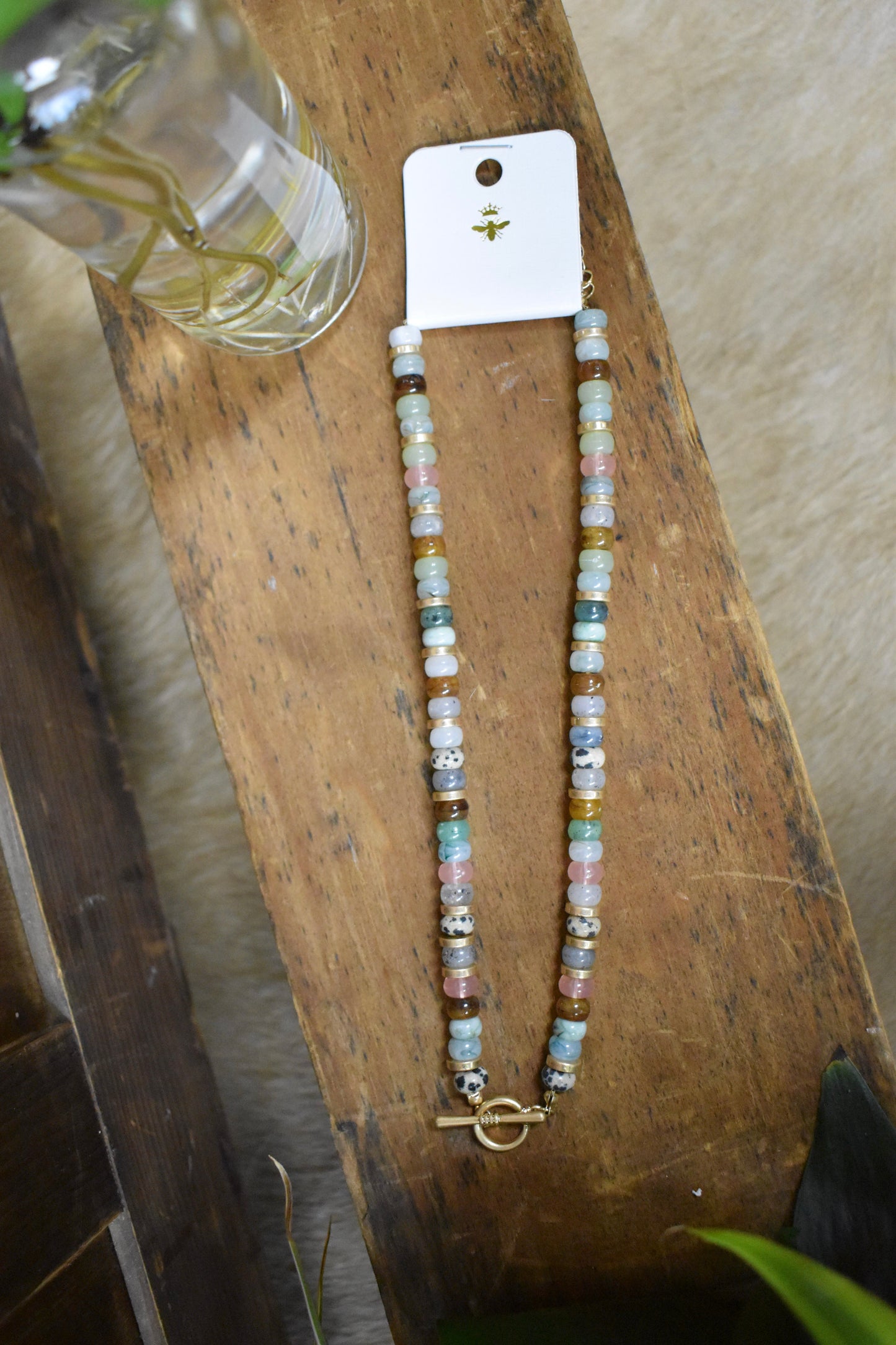 Semi Precious Beaded Toggle Necklace