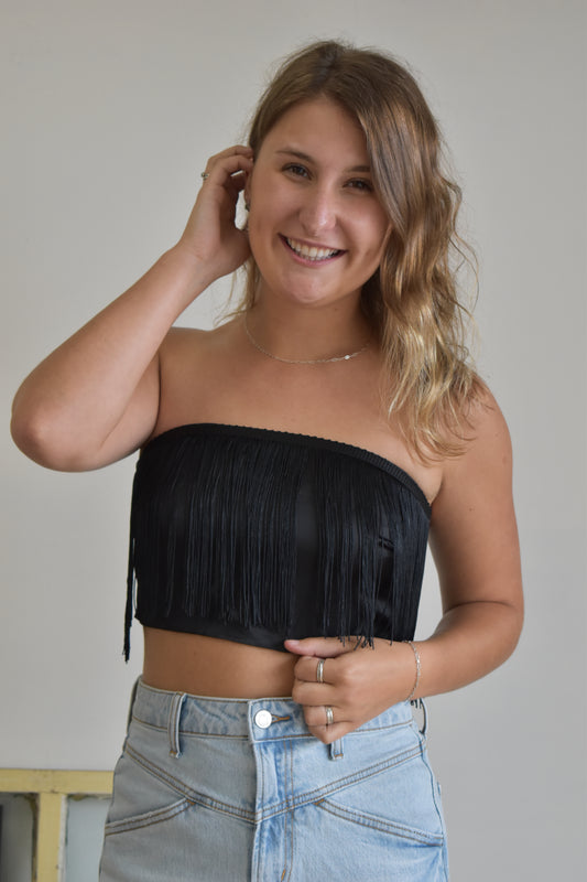 Midnight Tassel Tube Top