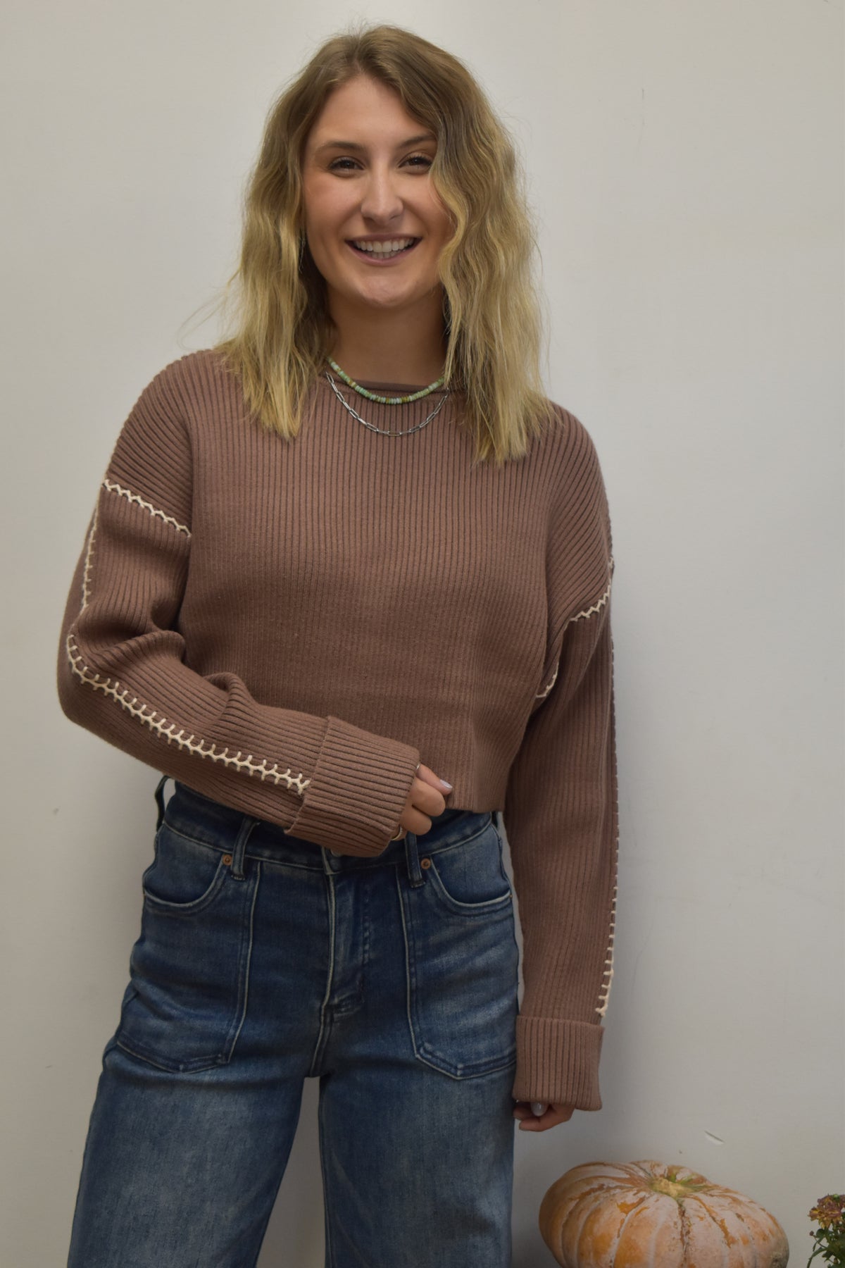 Mocha Stitched Sweater