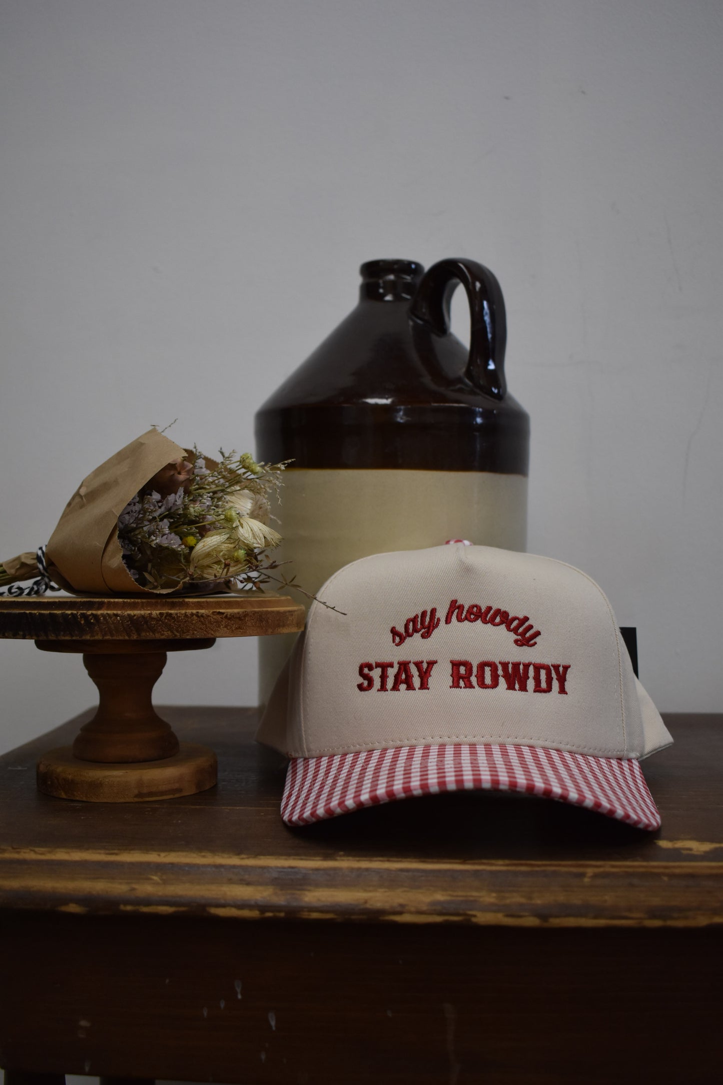 ‘Say Howdy Stay Rowdy’ Gingham Canvas Hat