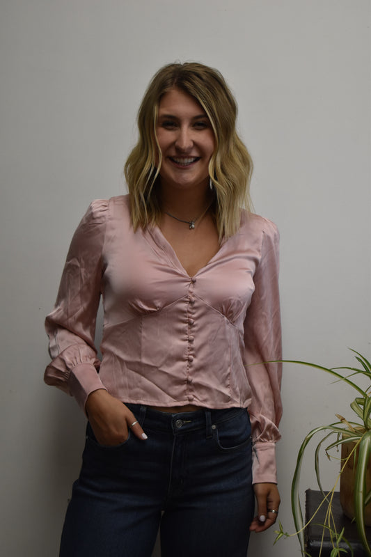 Baby Pink Satin Blouse