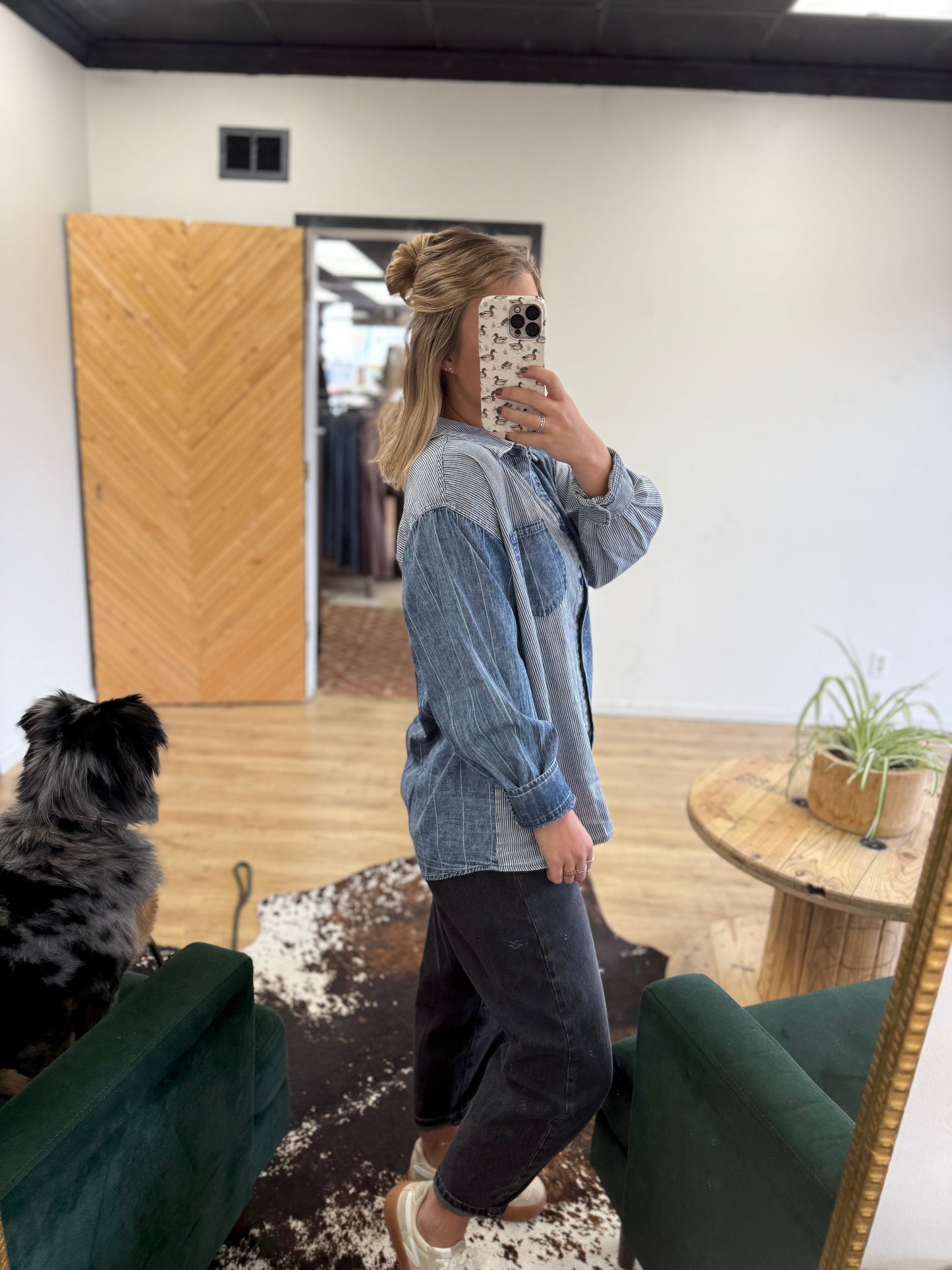 Pinstriped Two-Toned Button Down