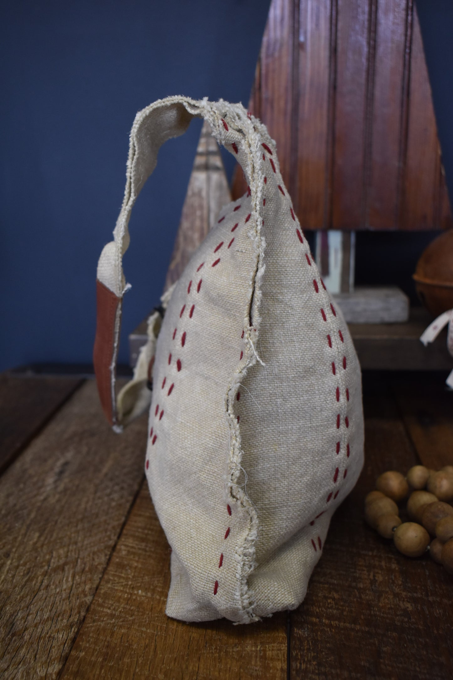 Cavas Red Stitched Loom Shoulder Bag